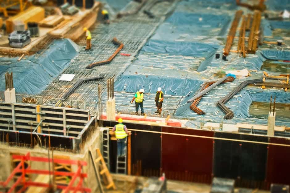 Construction workers on construction site